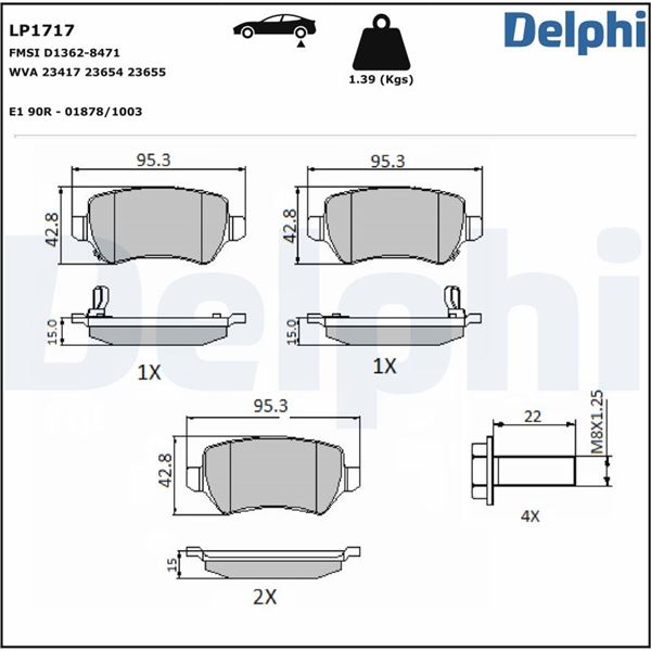 DELPHİ LP1717 | ARKA FREN BALATASI ASTRA G ASTRA H MERIVA A ZAFIRA B CORSA C KIA CEED 12>
