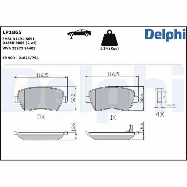 DELPHİ LP1865 | ON FREN BALATASI MICRA K12 03> NOTE 06> CLIO III 05> MODUS 04> DUSTER 10> LOGAN 04> DOKKER 12>