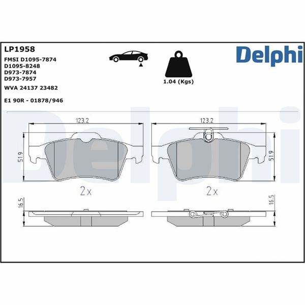DELPHİ LP1958 | ARKA FREN BALATASI LAGUNA II III VECTRA C C MAX FOCUS II 04 /> FOCUS II C MAX (03 07) CONNECT 1,8TDC