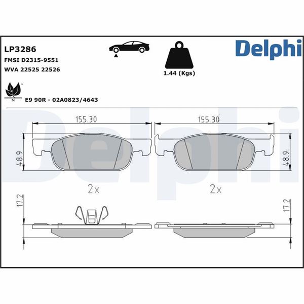 DELPHİ LP3286 | FREN BALATASI ON (155MM) CLIO IV DUSTER LOGAN II SANDERO II 12-