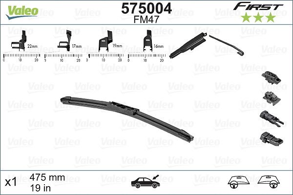 VALEO 575004 | SILECEK SUPURGESI FIrst MULTIconnectIon Flat Blade FM47 (X1) (475 mm)