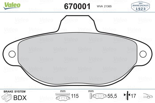 VALEO 670001 | DISK BALATA ON FIAT PANDA 1.1,1.3 03- ;PUNTO 93-99