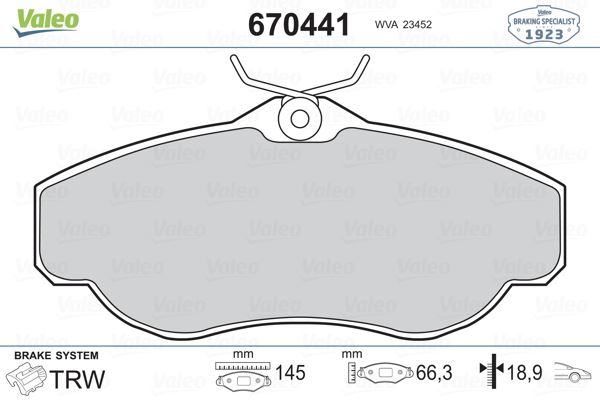 VALEO 670441 | DISK FREN BALATASI ON LAND ROVER DISCOVERY II 1998 - 2004, RANGE ROVER I 1988 - 1994, RANGE ROVER II 1994 - 2002