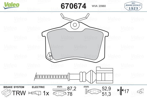 VALEO 670674 | DISK BALATA ARKA FISLI SEAT IBIZA IV 1.2 1.4 16V 1.9 TDI 02.2002-