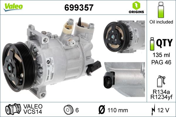 VALEO 699357 | KOMPRESÖR VAG A3 TOURAN OCTAVIA VALEO 699357 | KOMPRESÖR VAG A3 TOURAN OCTAVIA
