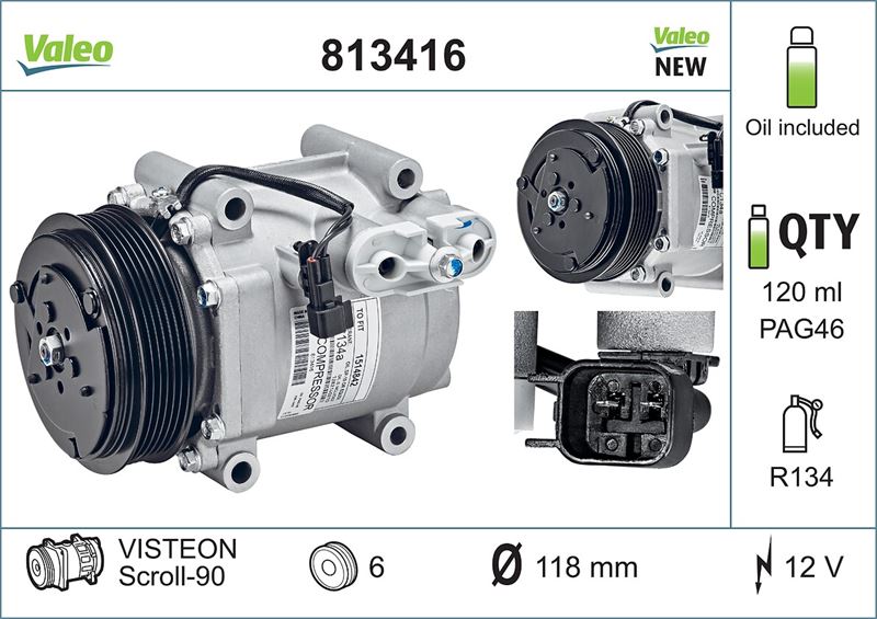 VALEO 813416 | KLIMA KOMPRESOR FORD FIESTA 1.4TDCI 08>12