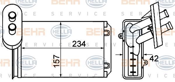 BEHR 8FH351313341 | KALORIFER RADYATORU (AH158000S) AUDI, VOLKSWAGEN 50, POLO CLASSIC, DERBY 1.1 74-94