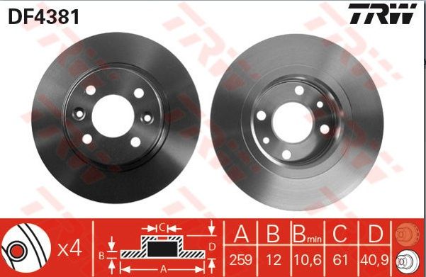 BENDİX 562293B | DİSK FREN AYNASI ÖN 562293B LOGAN 1.4 1.6 HAVASIZ (259MM) 4BİJON