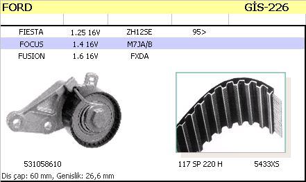 GİS 226 | EKSANTRİK GERGİ KİTİ GİS226 FIESTA 1.25 16V