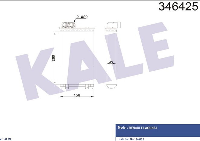 KALE 0583892AL | KALORIFER RADYATORU AL/MKNK RENAULT KANGOO KANGOO EXSPRESS NISSAN KUBISTAR 1.5 1.9 DCI