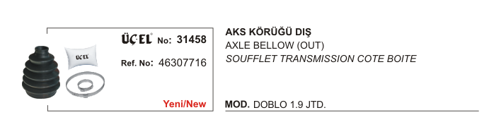 ÜÇEL 31458 | AKS KÖRÜĞÜ DIŞ 31458 DOBLO 1.9 JTD 46307716